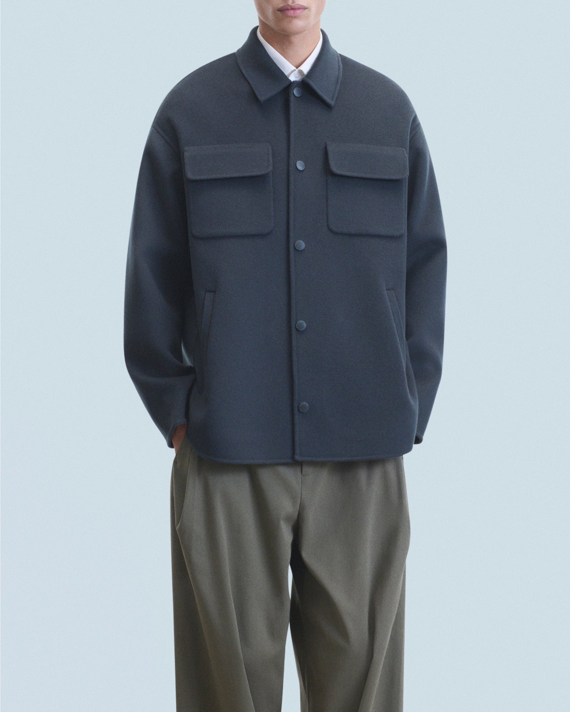 Veste à col chemise en laine - Anthracite
