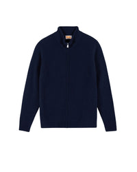 Gilet à côtes zippé en cachemire - Navy