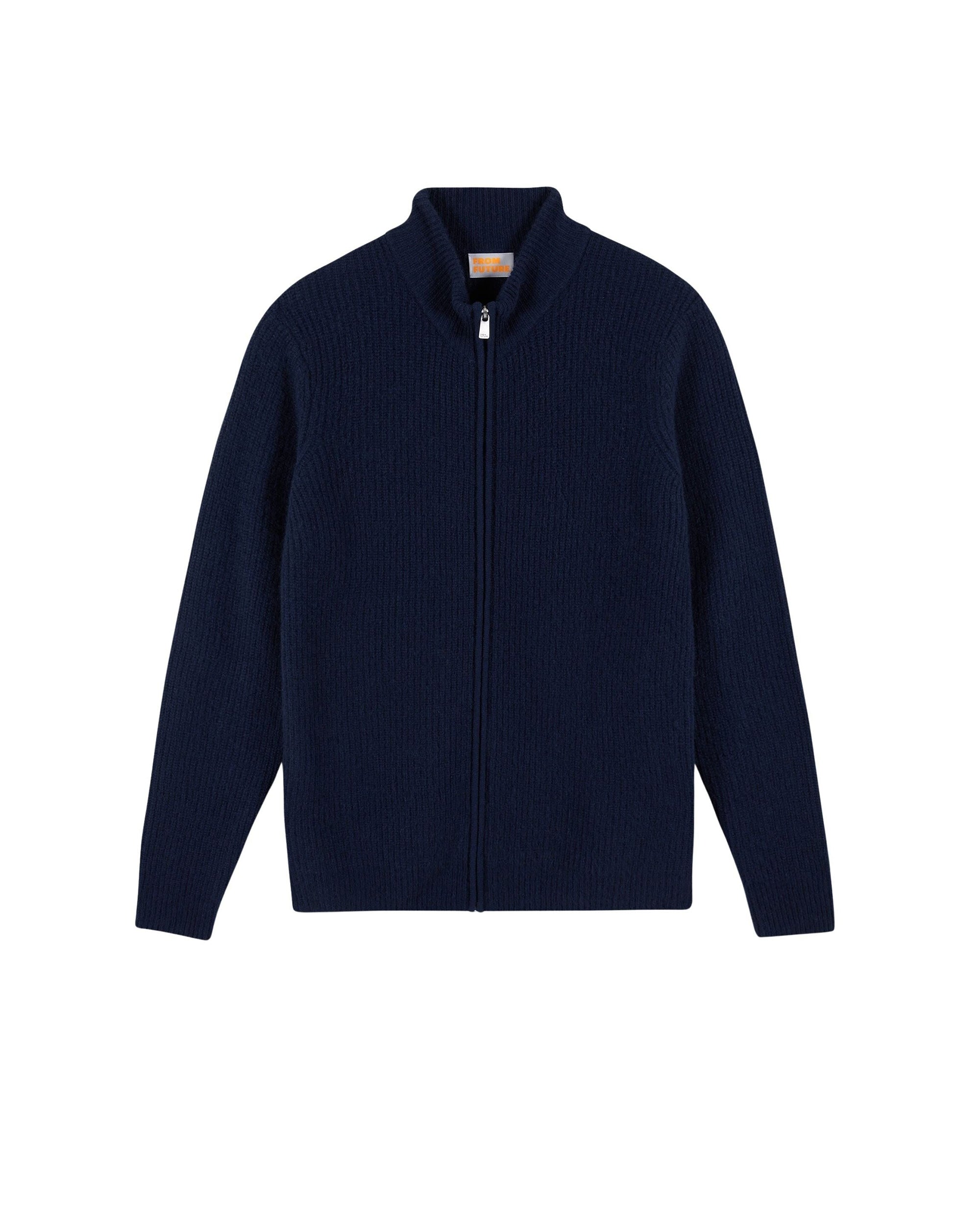Gilet à côtes zippé en cachemire - Navy