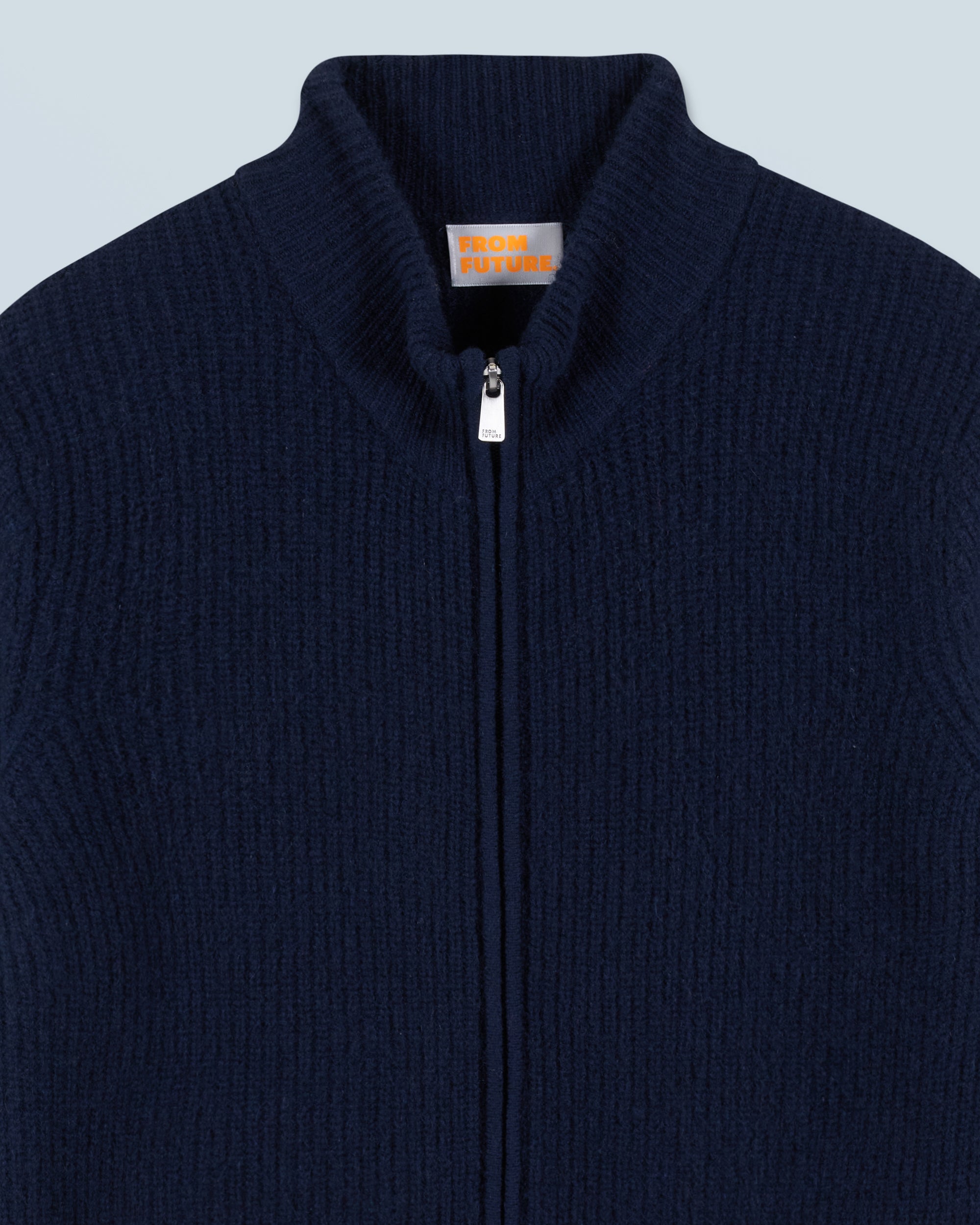 Gilet à côtes zippé en cachemire - Navy