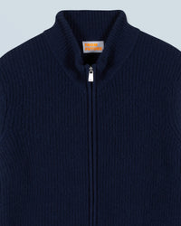 NAVY / NEW / QTY : 2 / Pull Gilet à Cotes Zippé - Navy