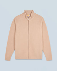 BEIGE / NEW / QTY : 13 / Pull Gilet à Cotes Zippé - Beige