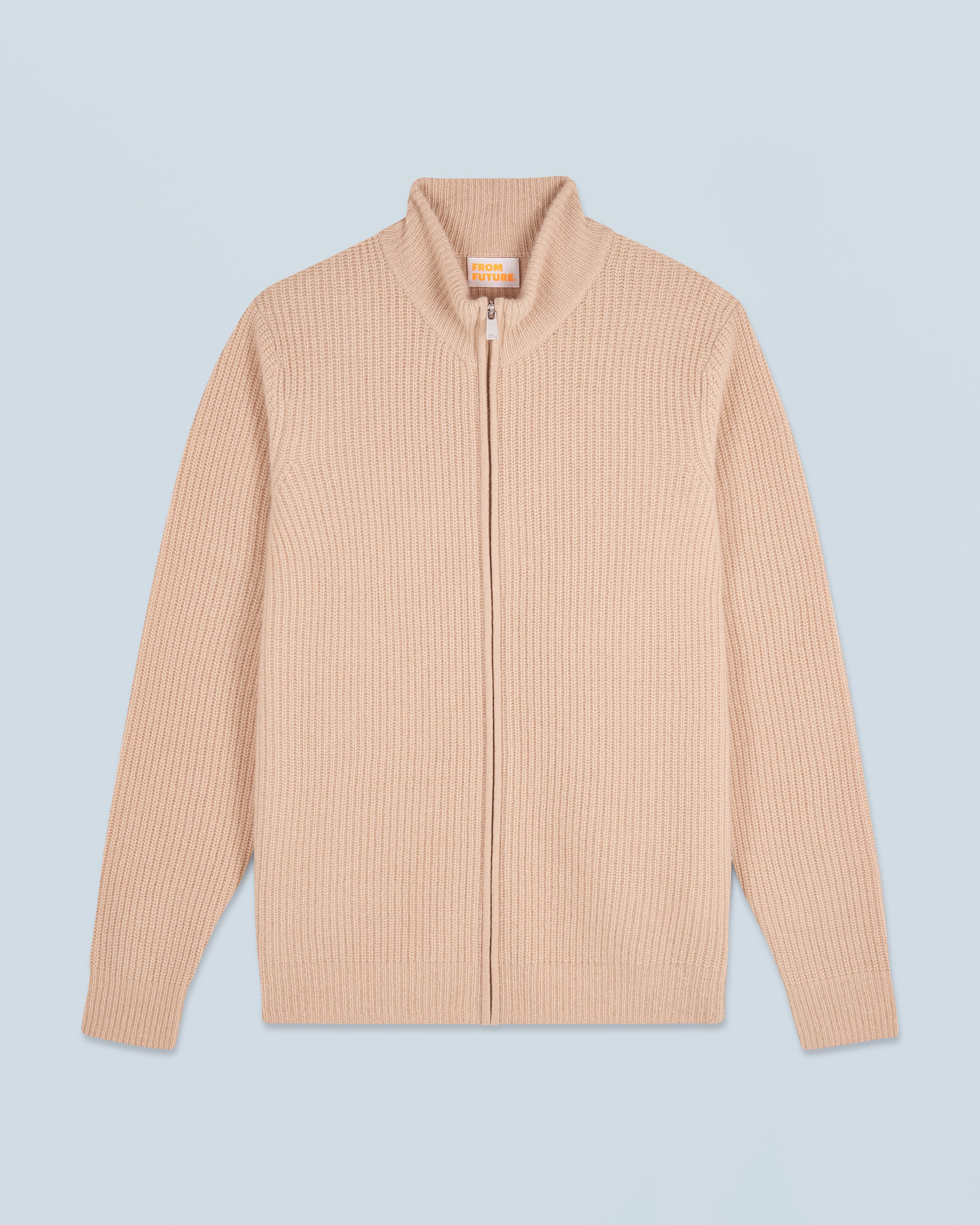 BEIGE / NEW / QTY : 13 / Pull Gilet à Cotes Zippé - Beige