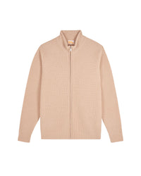 Gilet à côtes zippé en cachemire - Beige
