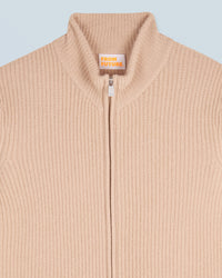 Gilet à côtes zippé en cachemire - Beige