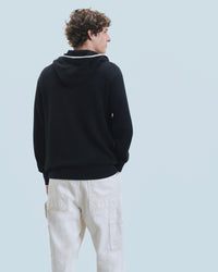 NOIR / NEW / QTY : 1 / Pull Hoodie Liserets Contrastes Léger - Noir