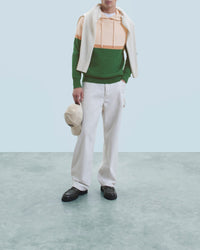 Color Block cashmere hoodie - Forest Green
