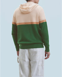 Color Block cashmere hoodie - Forest Green