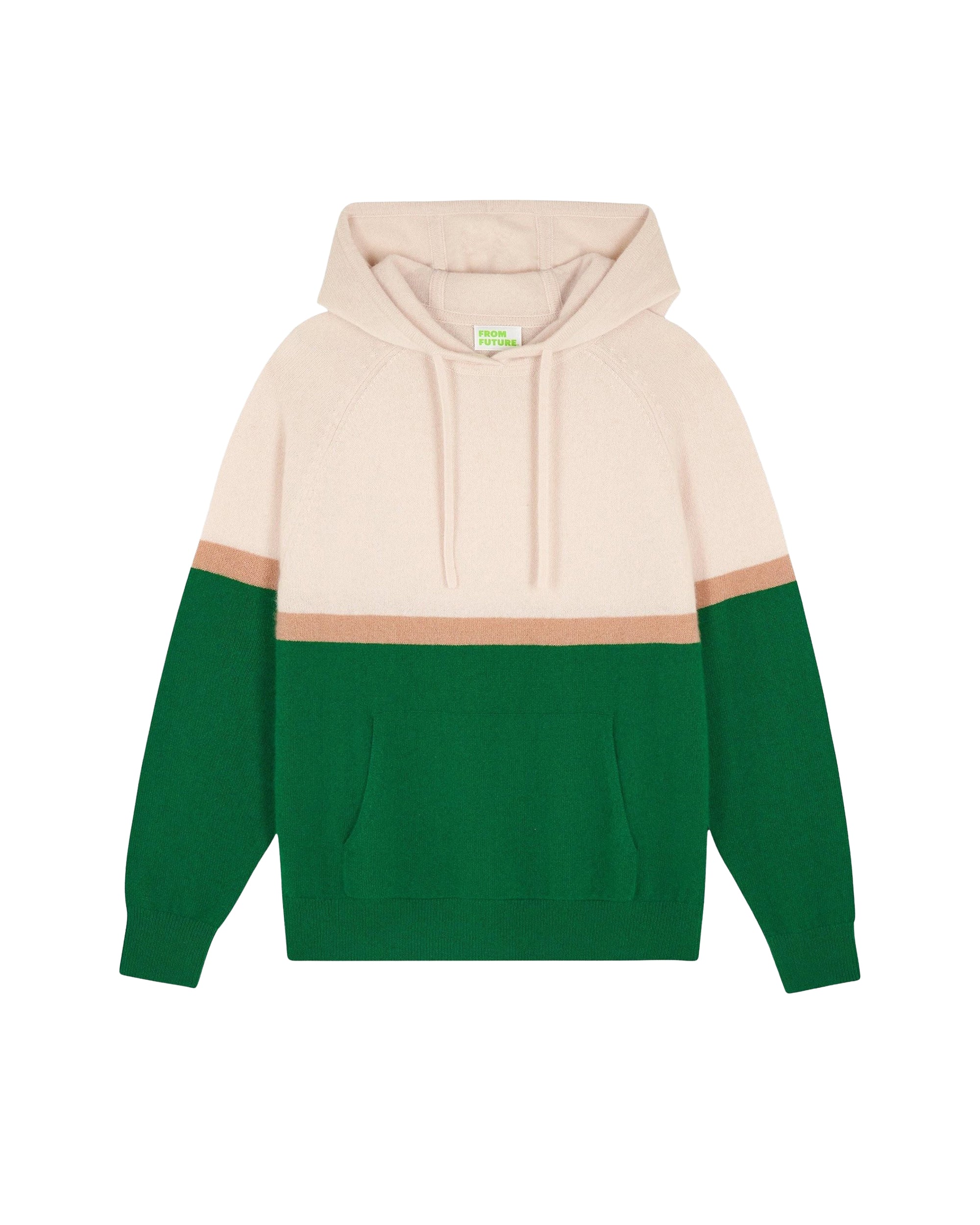 Color Block cashmere hoodie - Forest Green