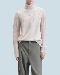 Pull col roulé en cachemire - Beige Chiné