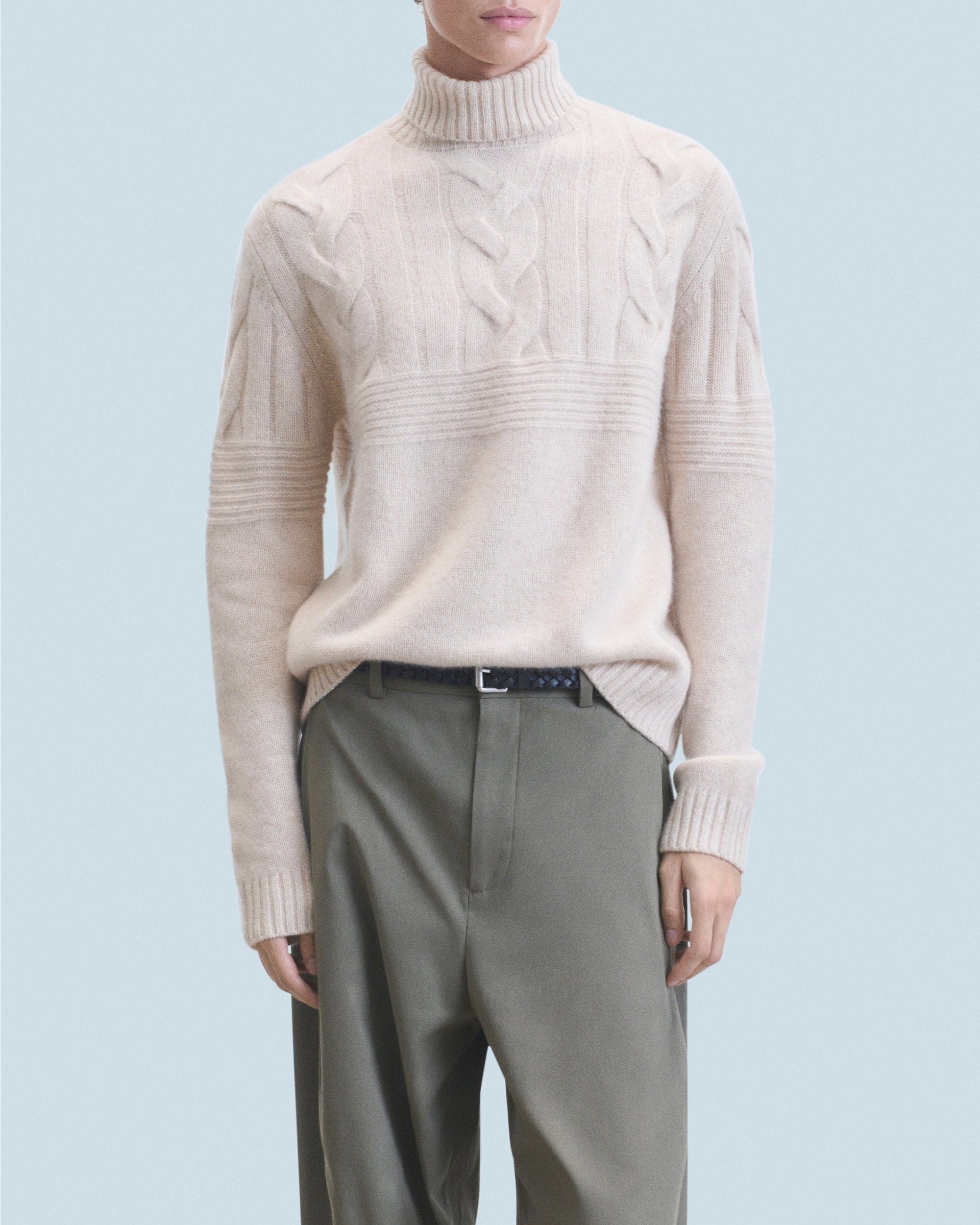 Pull col roulé en cachemire - Beige Chiné