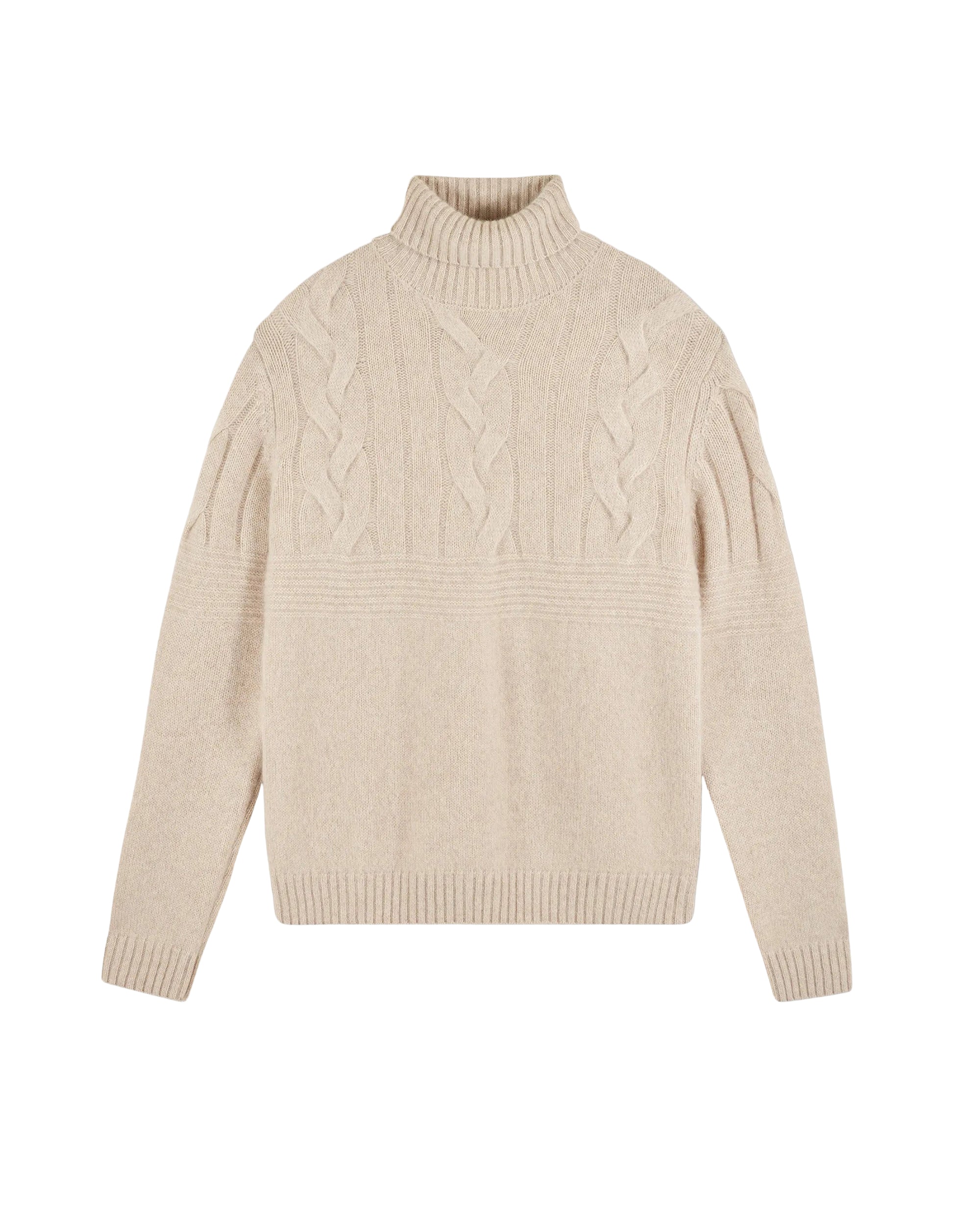 Pull col roulé en cachemire - Beige Chiné