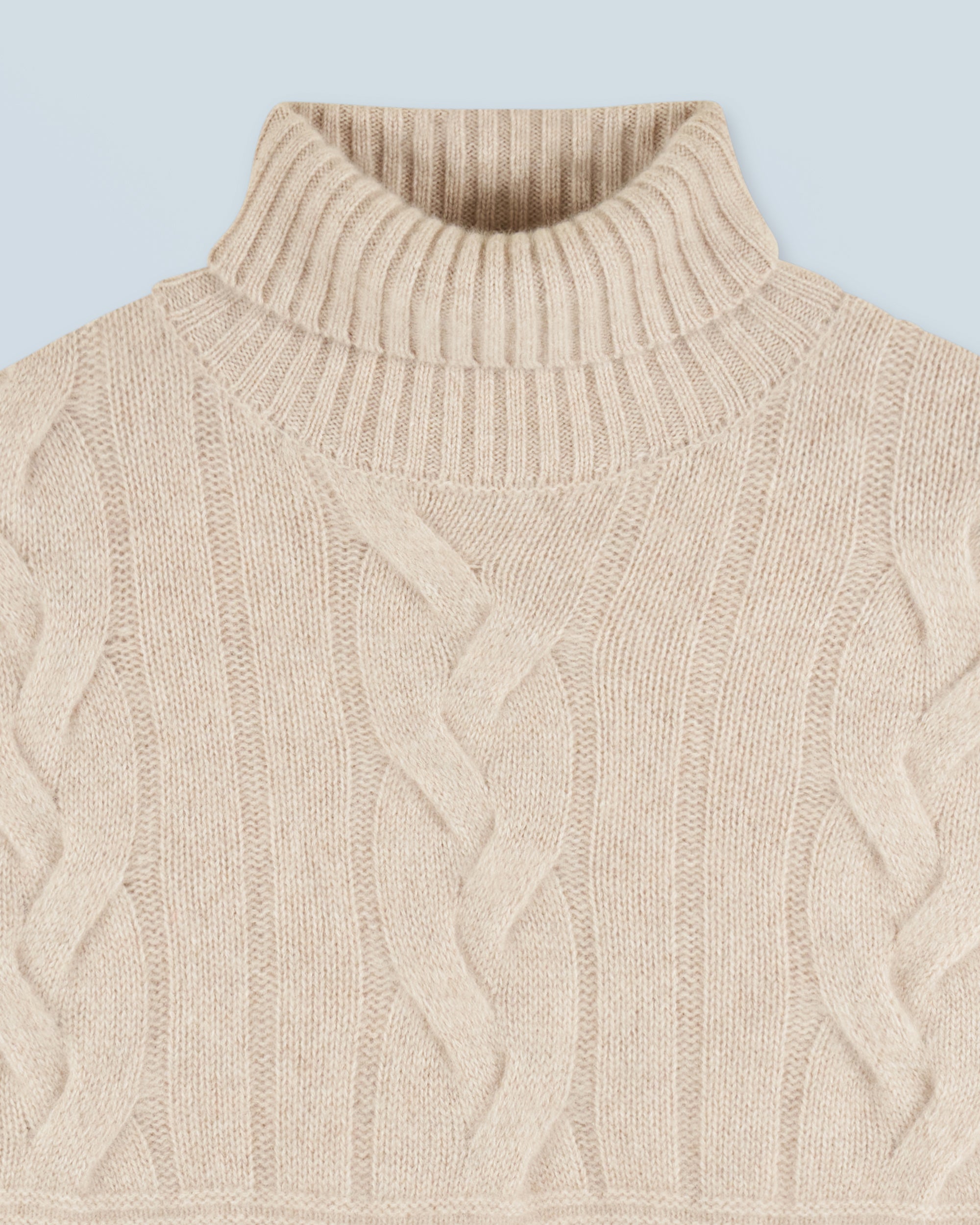 BEIGE CHINÉ / NEW / QTY : 14 / Pull Col Roulé Torsades - Beige Chiné