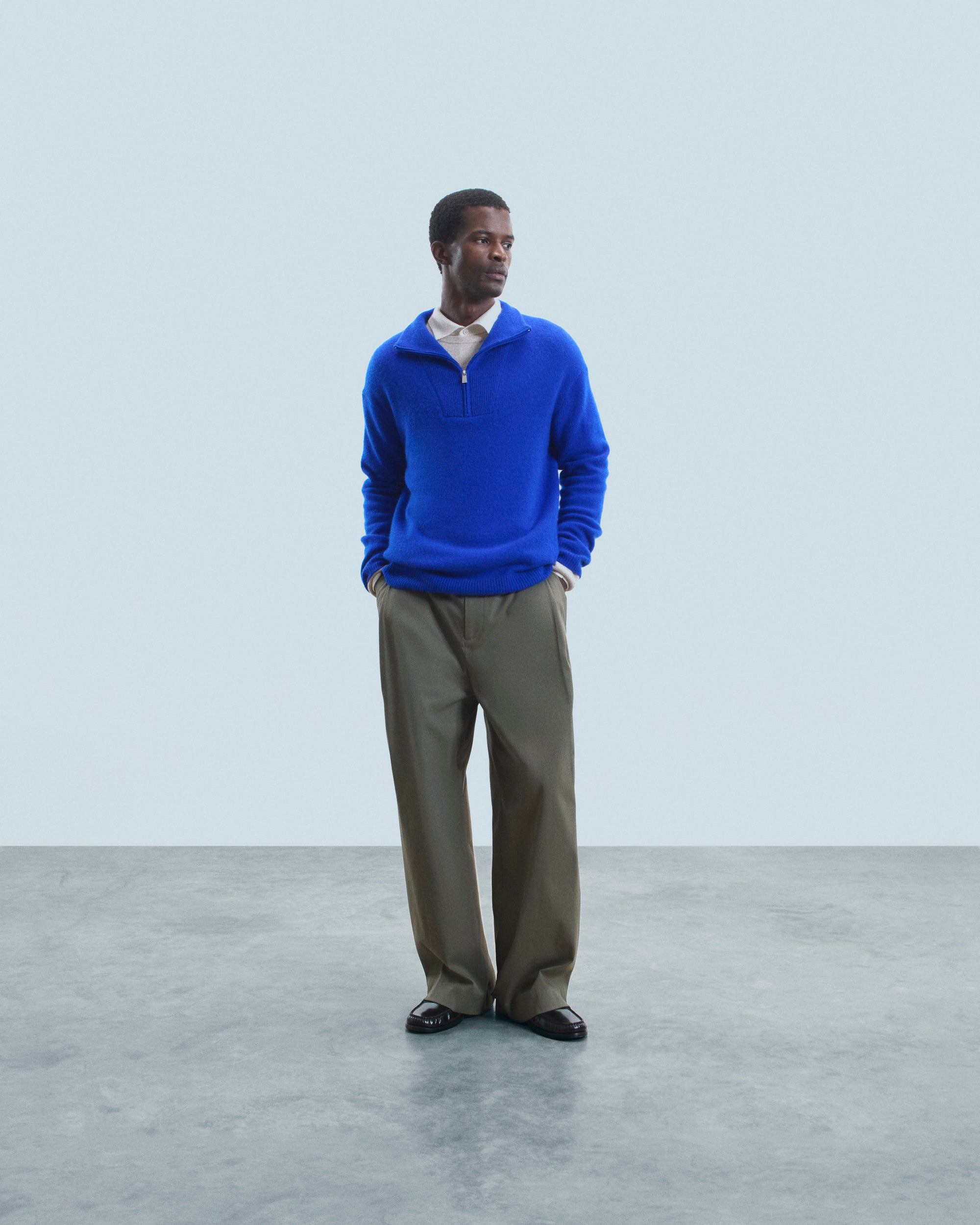 POP BLUE / NEW / QTY : 28 / Pull Col Camionneur Oversize - Pop Blue