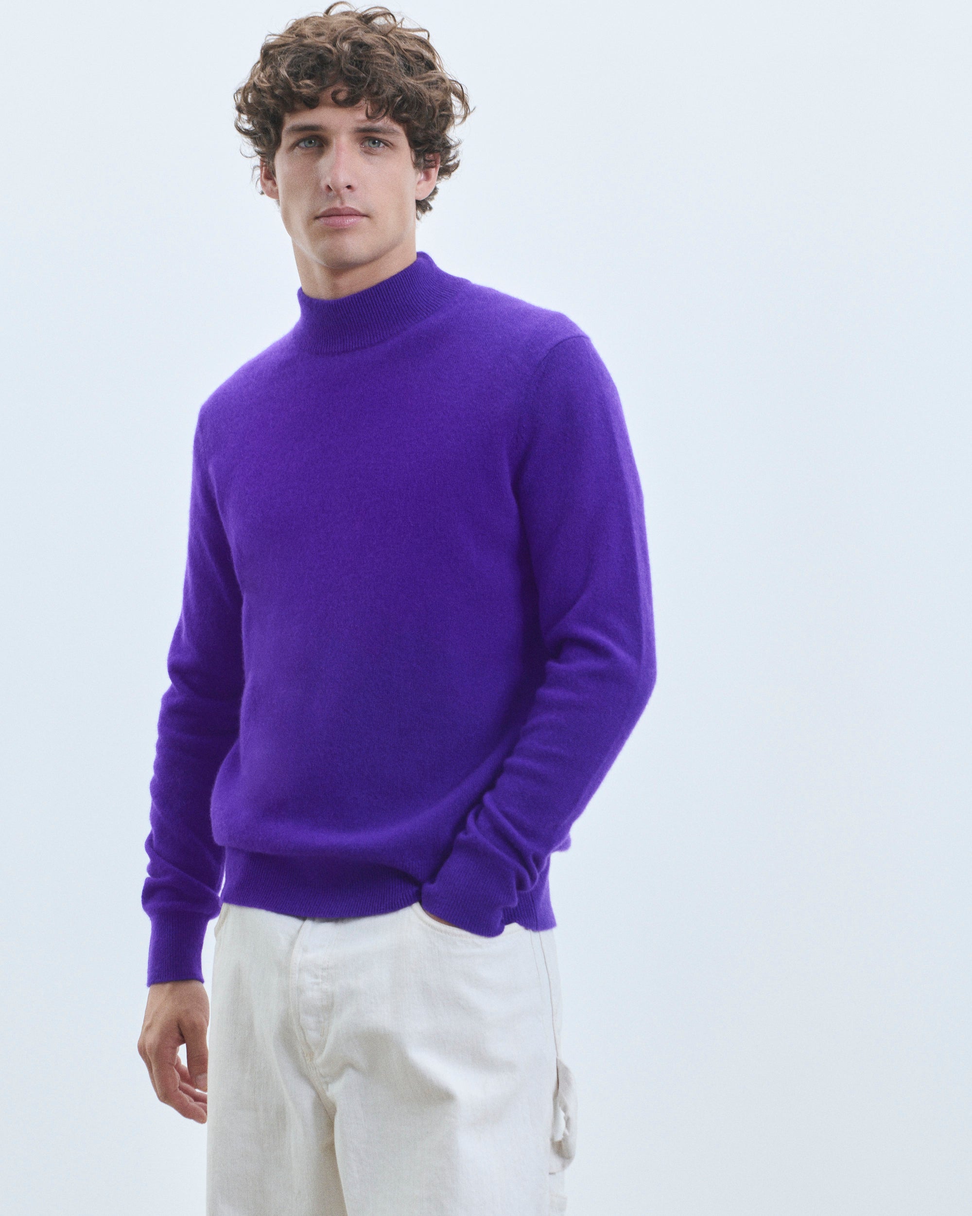 INTENSE PURPLE / NEW / QTY : 2 / Pull Col Montant Basique Léger - Intense Purple