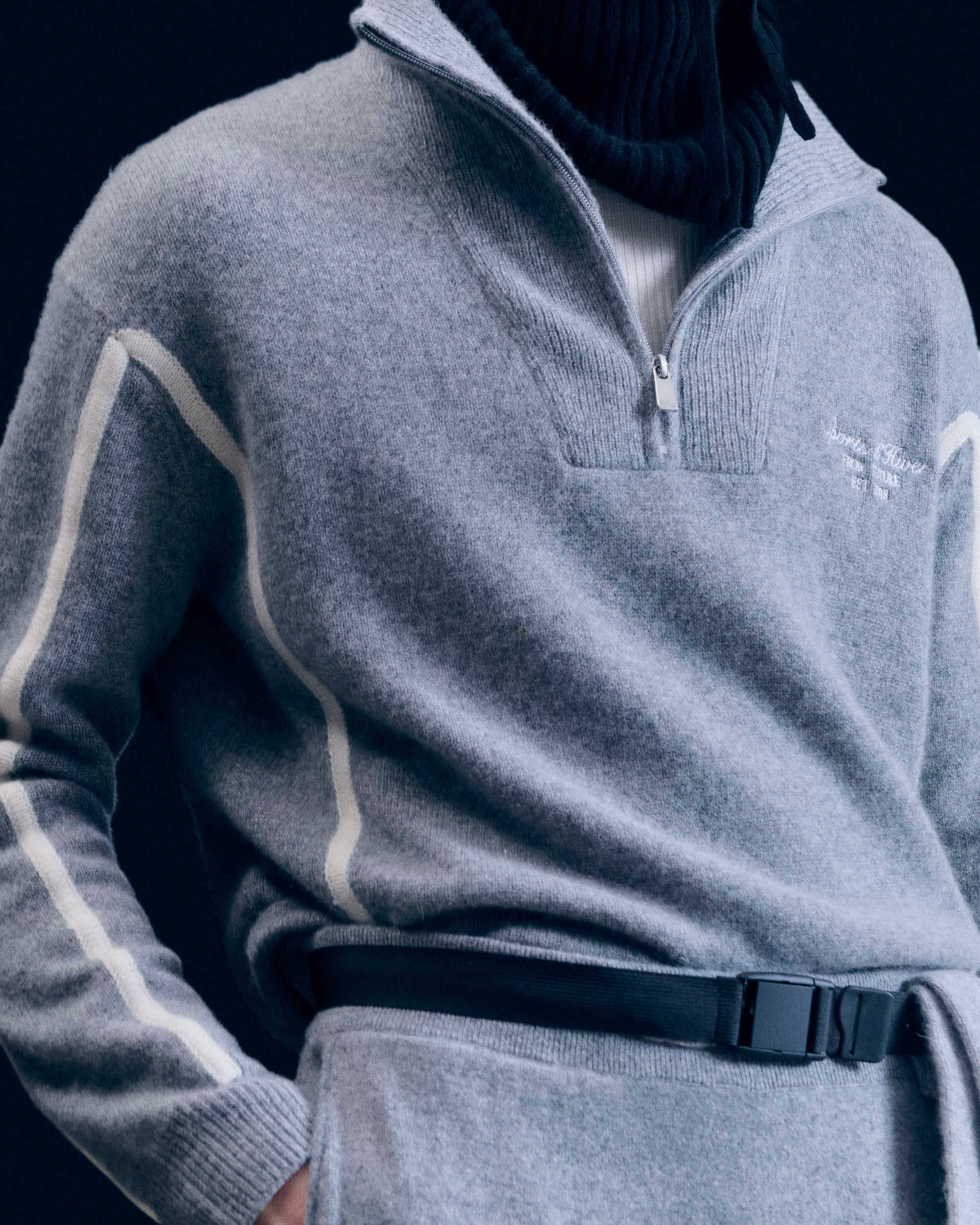 Pull à col camionneur en cachemire - Gris Chiné Foncé
