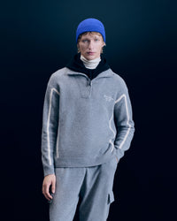 GRIS CHINE FONCE / NEW / QTY : 38 / Pull Col Camionneur Bandes - Gris Chine Fonce