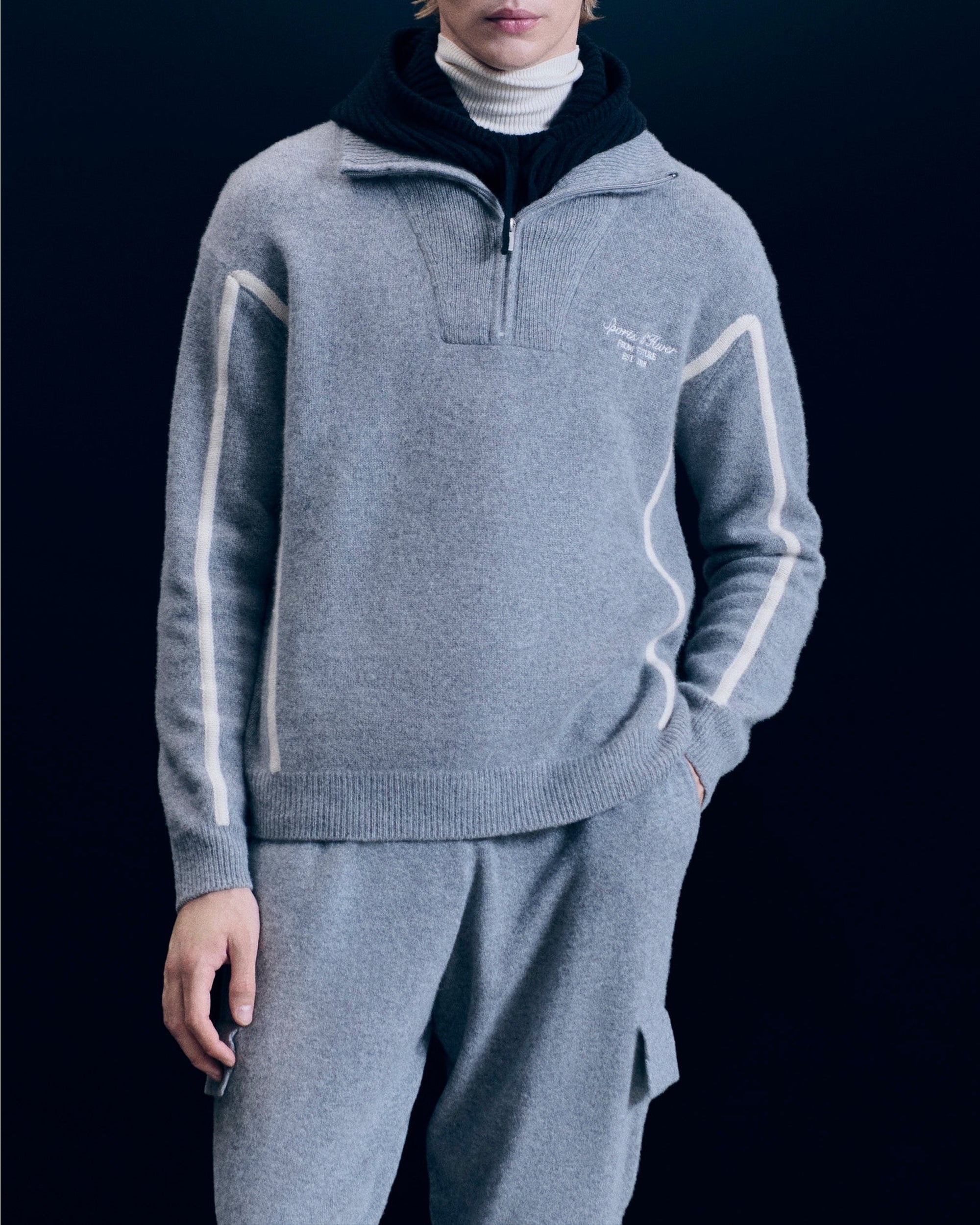 Pull à col camionneur en cachemire - Gris Chiné Foncé