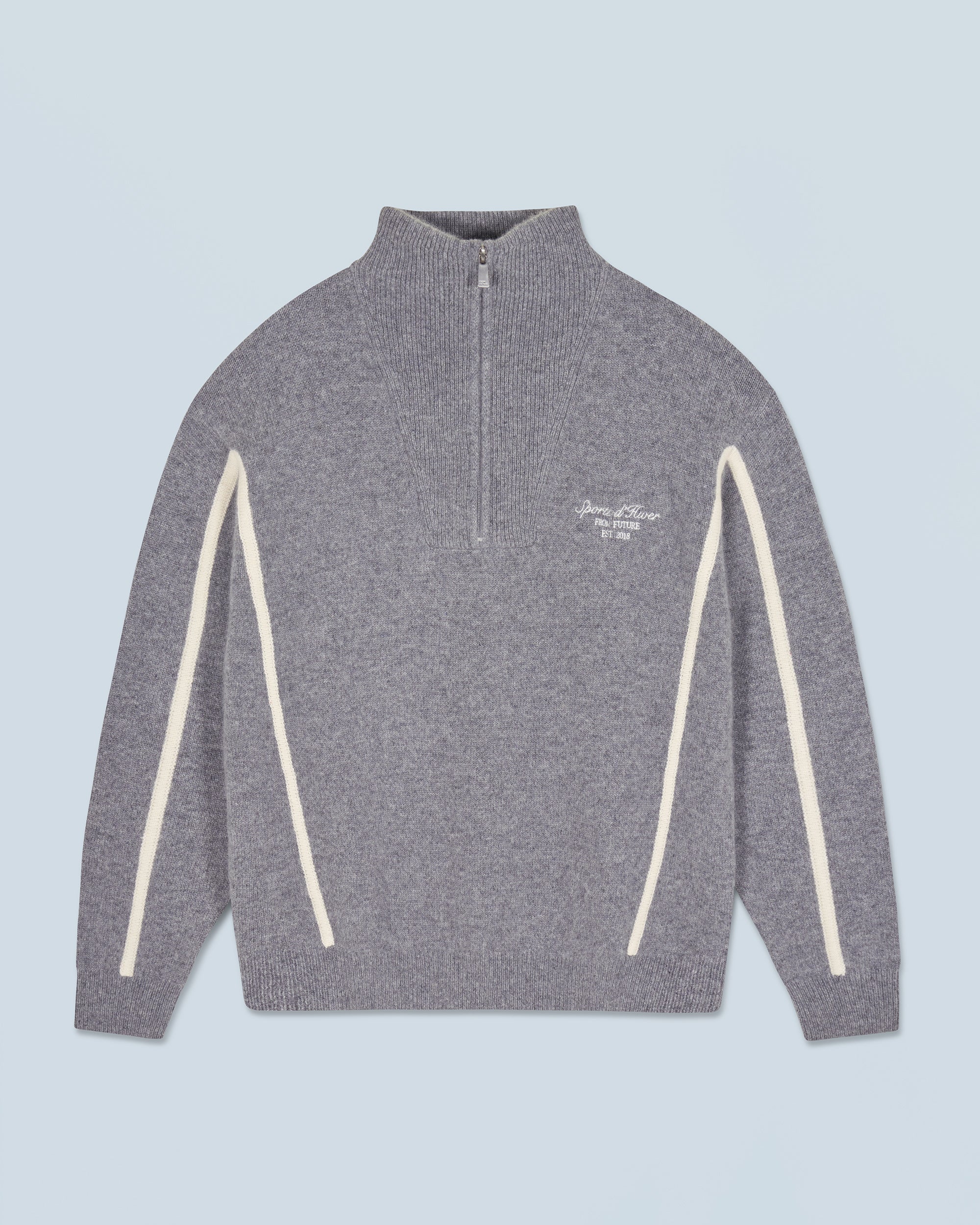GRIS CHINE FONCE / NEW / QTY : 38 / Pull Col Camionneur Bandes - Gris Chine Fonce