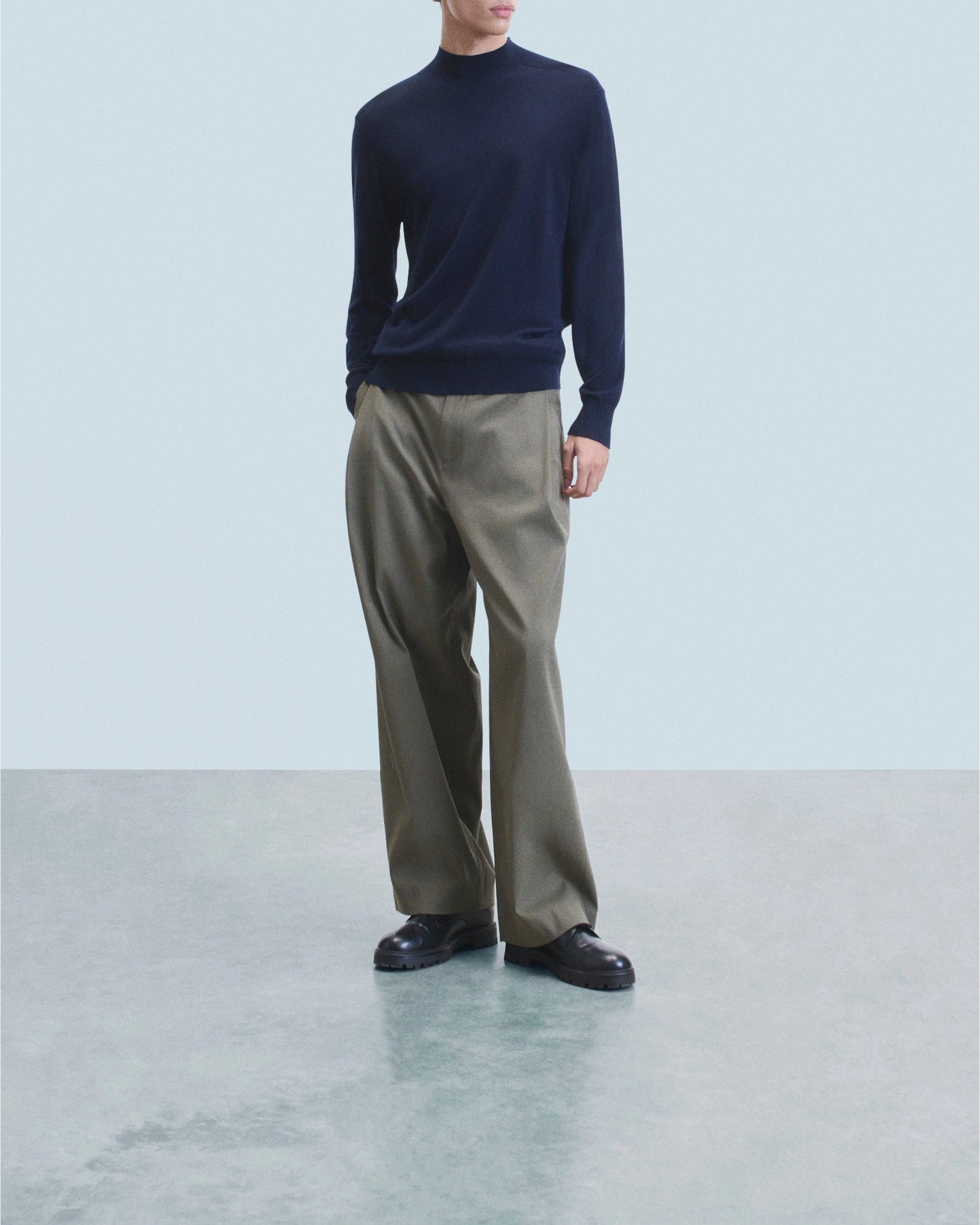 Pull col montant en laine - Navy