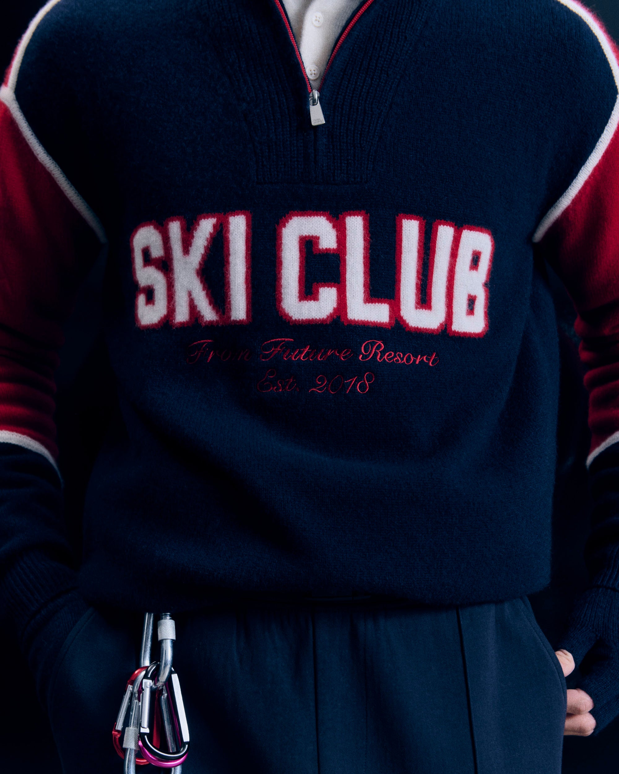 Pull à col camionneur Ski Club en cachemire - Navy