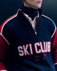 Pull à col camionneur Ski Club en cachemire - Navy