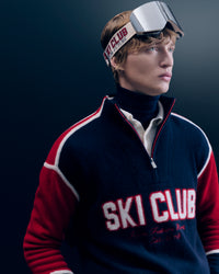 NAVY / NEW / QTY : 17 / Pull Col Camionneur Ski Club - Navy