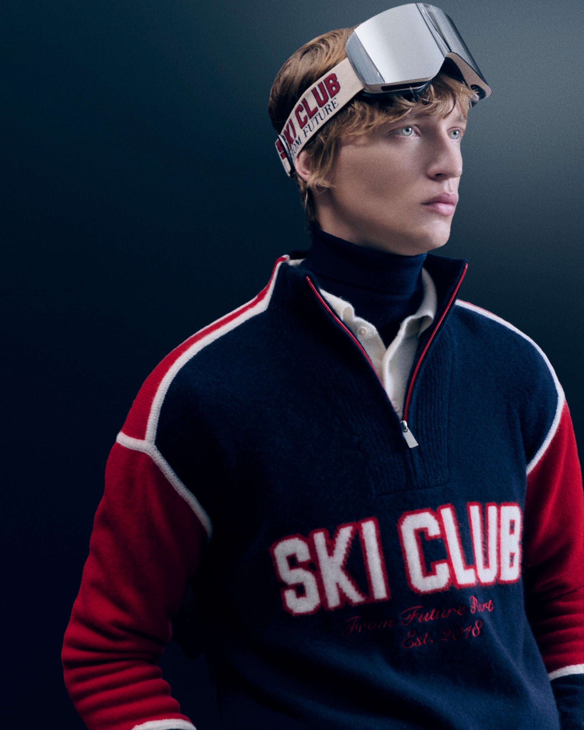 NAVY / NEW / QTY : 17 / Pull Col Camionneur Ski Club - Navy