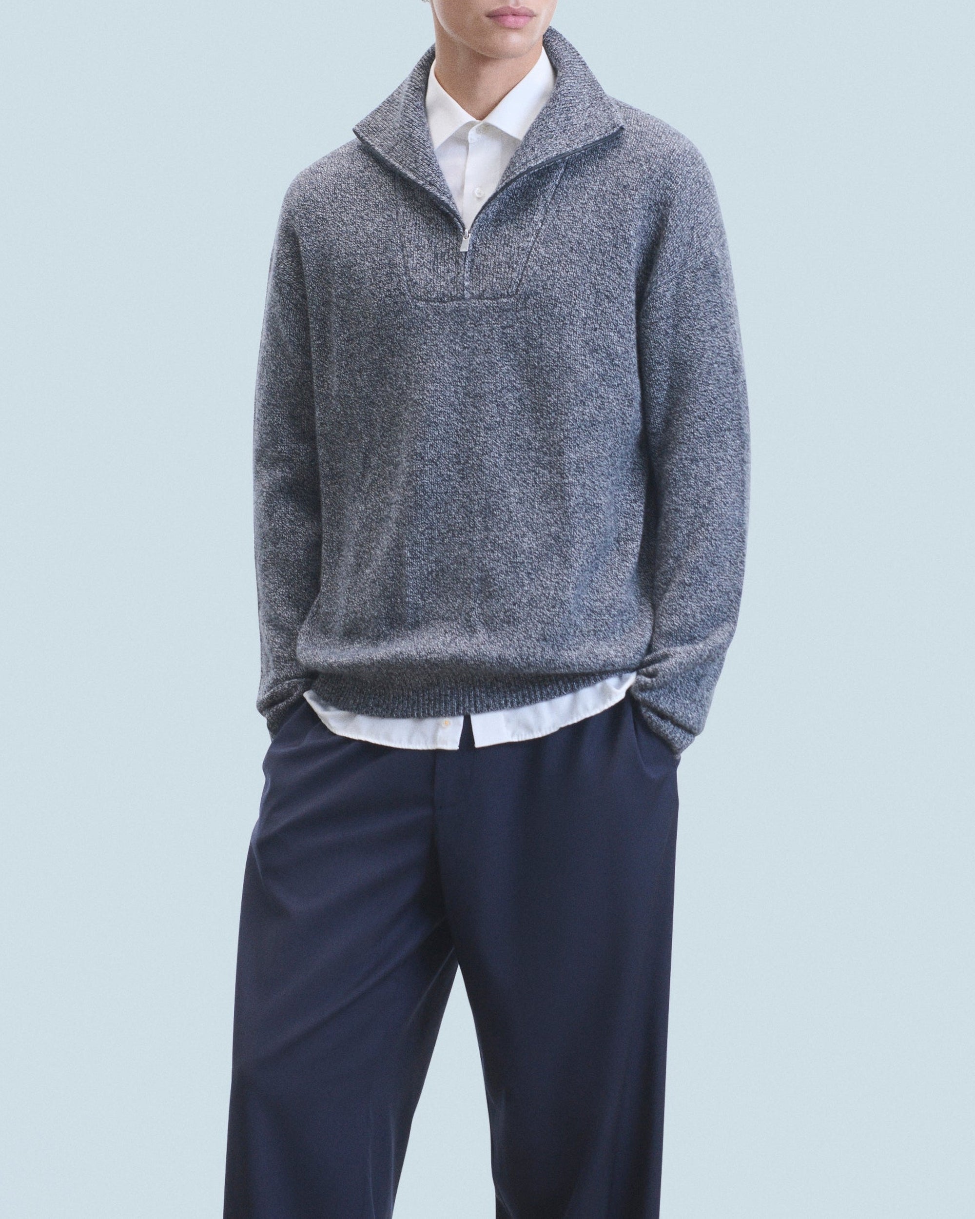 ZZ HORS LIGNE Pull col Camionneur en cachemire - Black Mouline