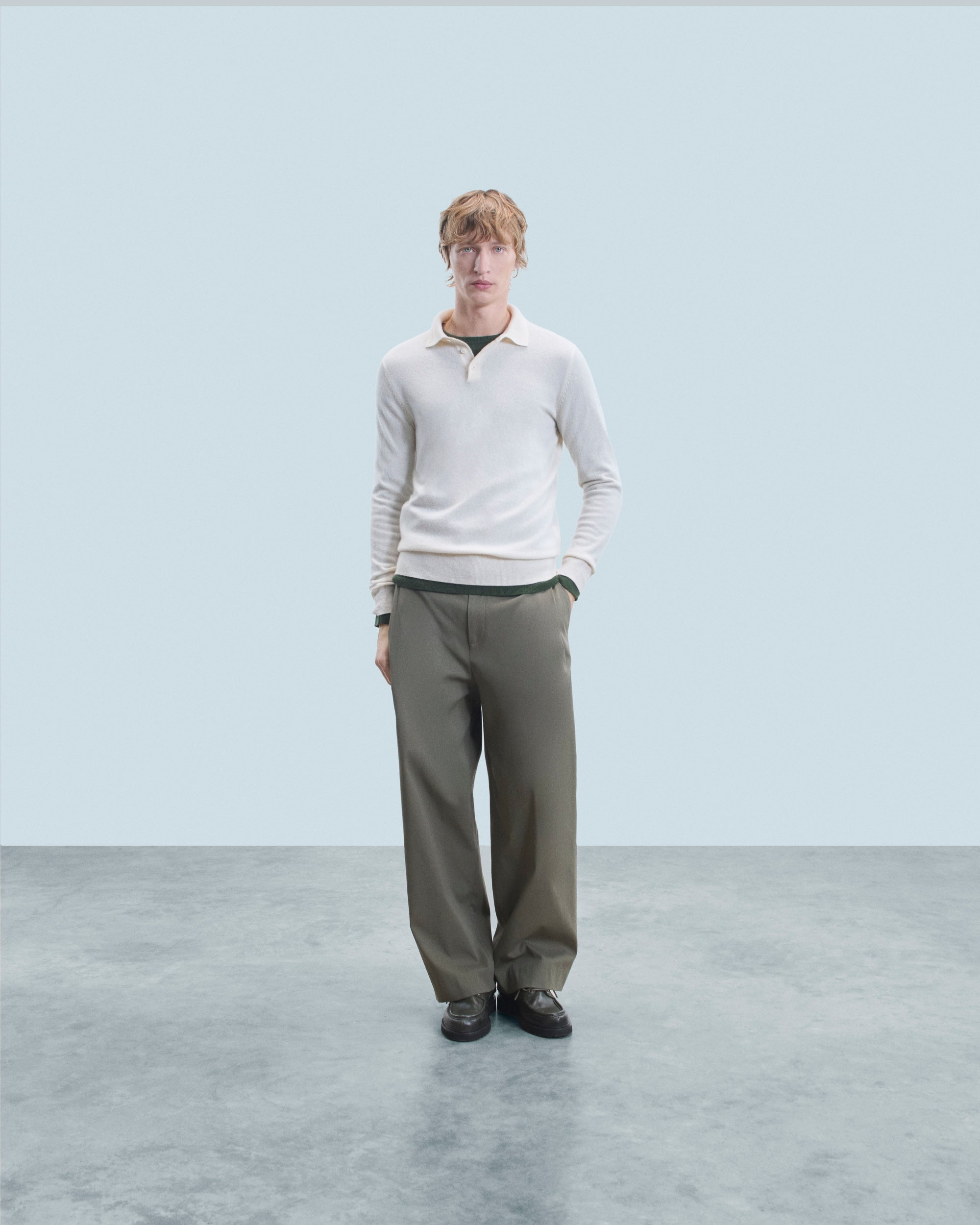 ECRU / DJV / QTY : 0 / Pull Col Polo Basique - Ecru