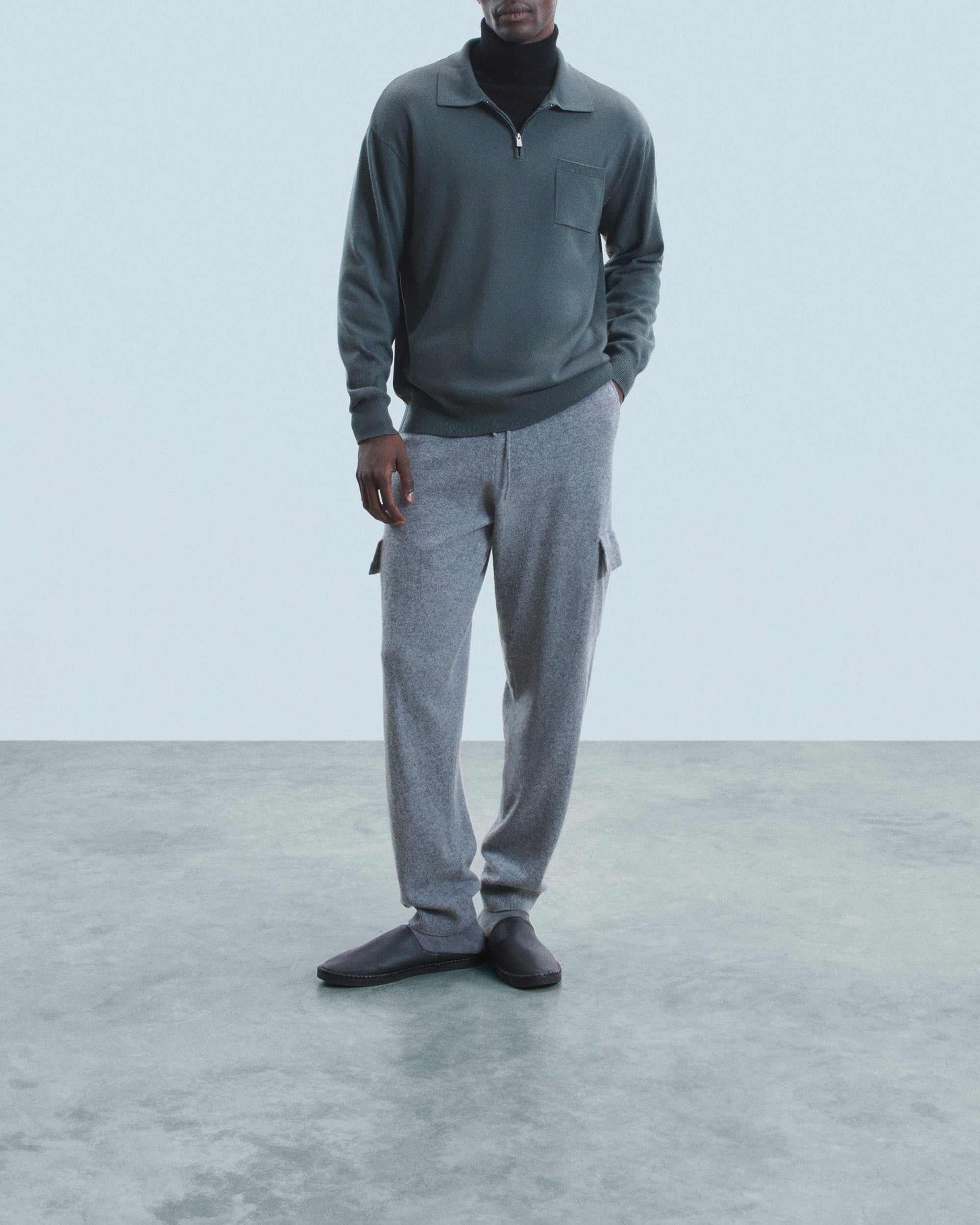 Wool trucker-neck jumper - Navy