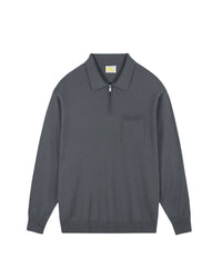 Wool trucker-neck jumper - Lava Grey