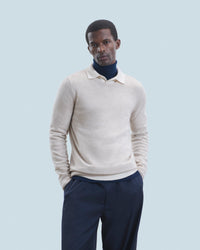BEIGE MOULINE / NEW / QTY : 31 / Pull Col Rond Basique - Beige Mouline
