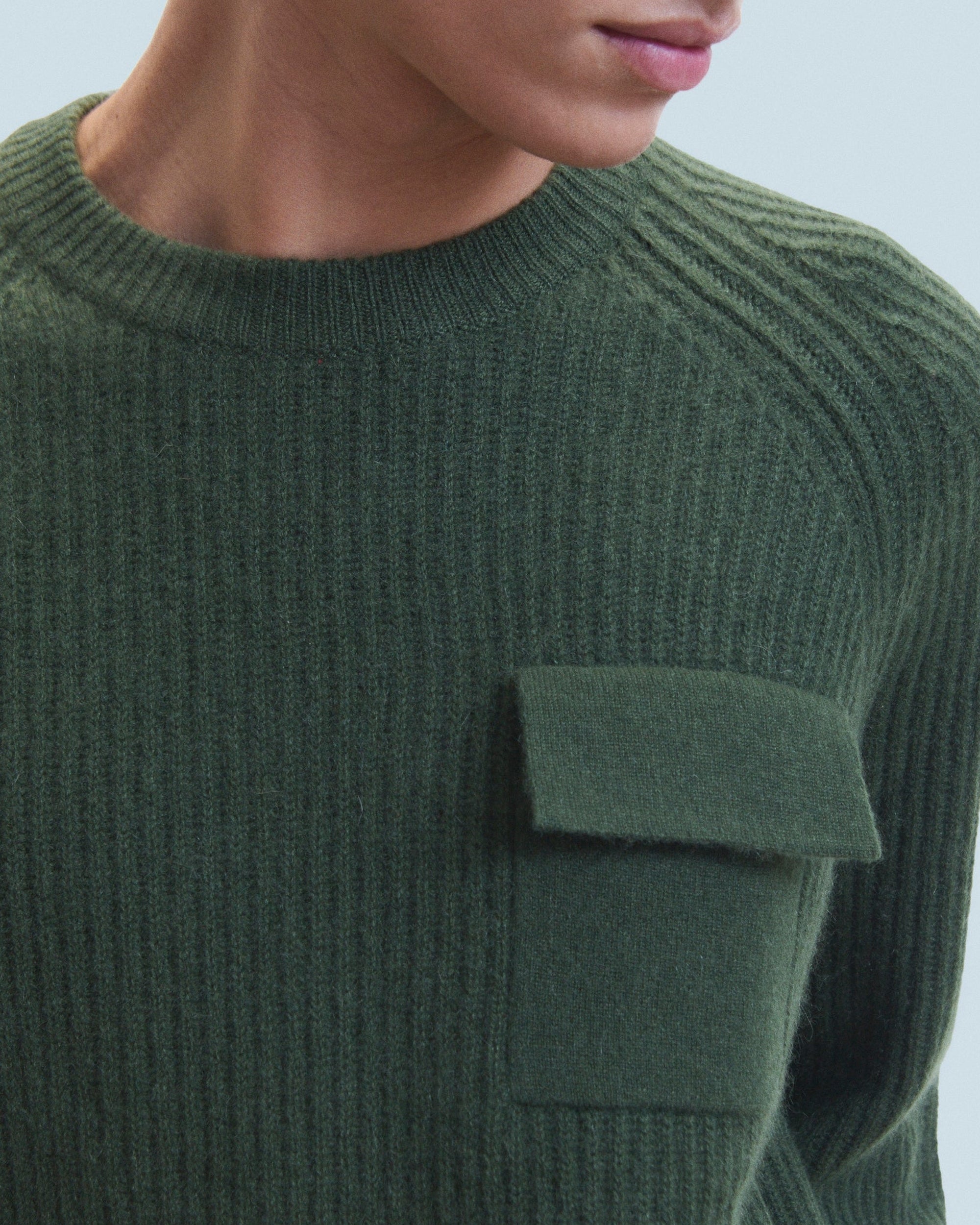 Pull à col rond en cachemire - Kaki