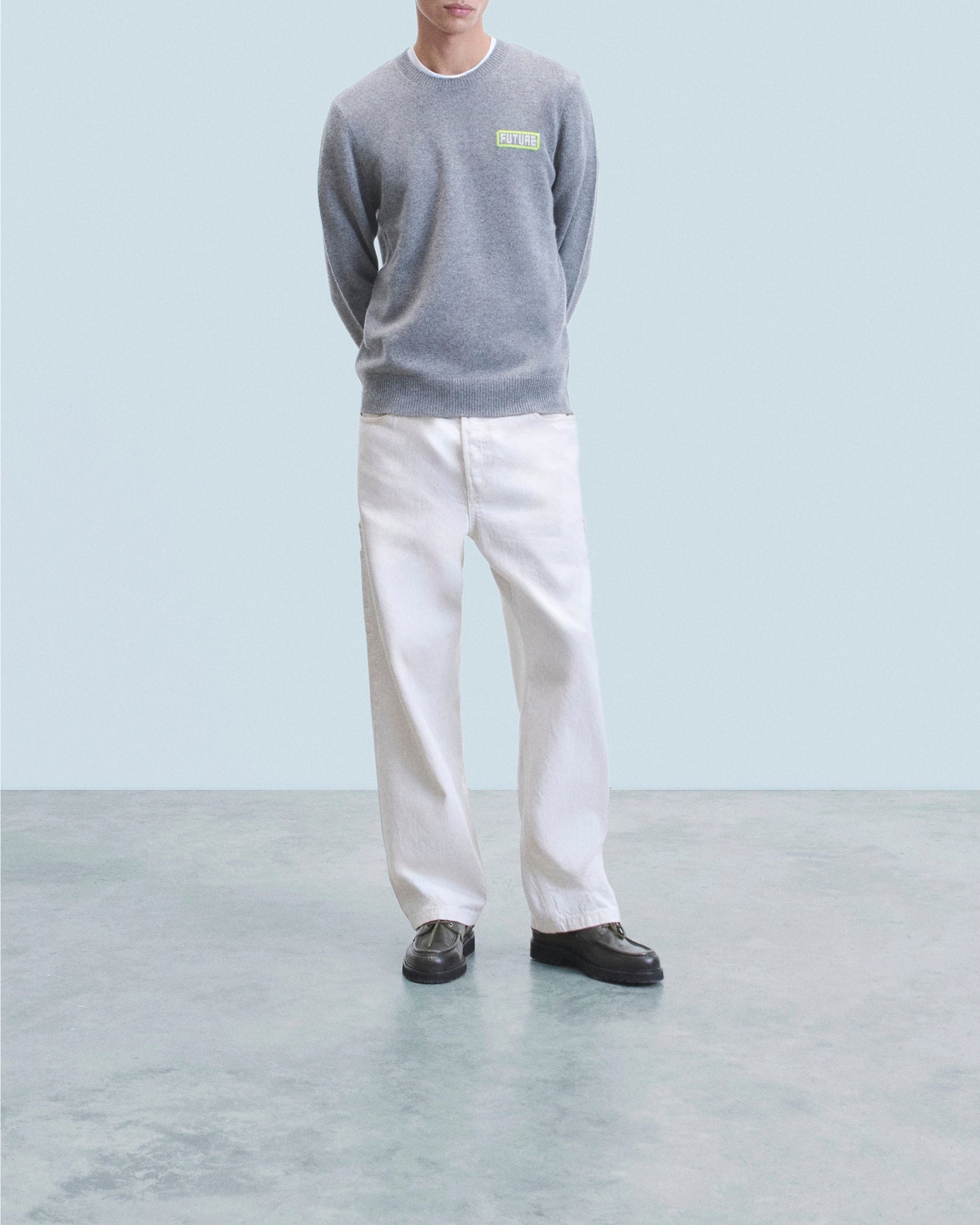 Pull à col rond en cachemire - Gris Chiné Foncé