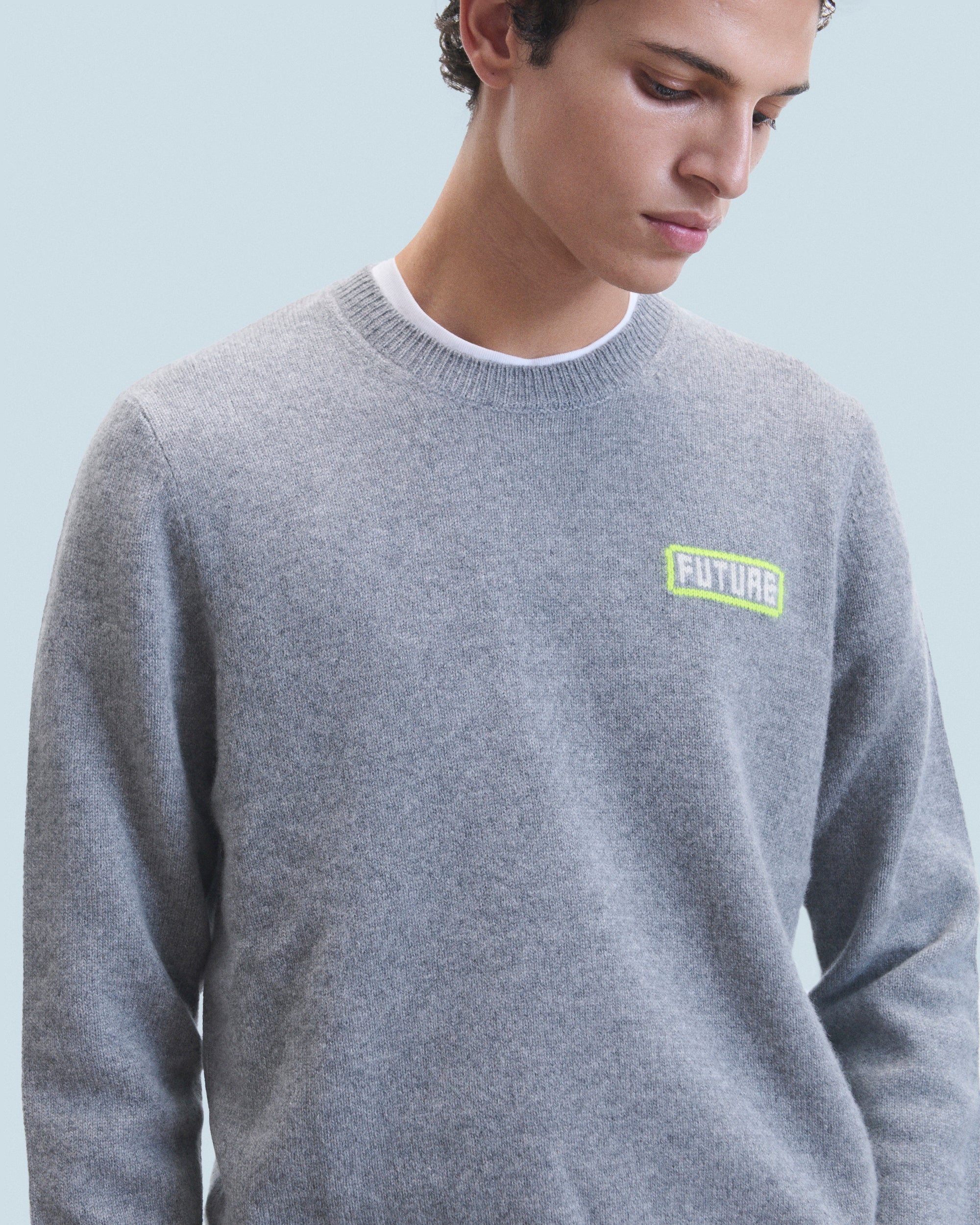 GRIS CHINE FONCE / NEW / QTY : 0 / Pull Col Rond - Gris Chine Fonce
