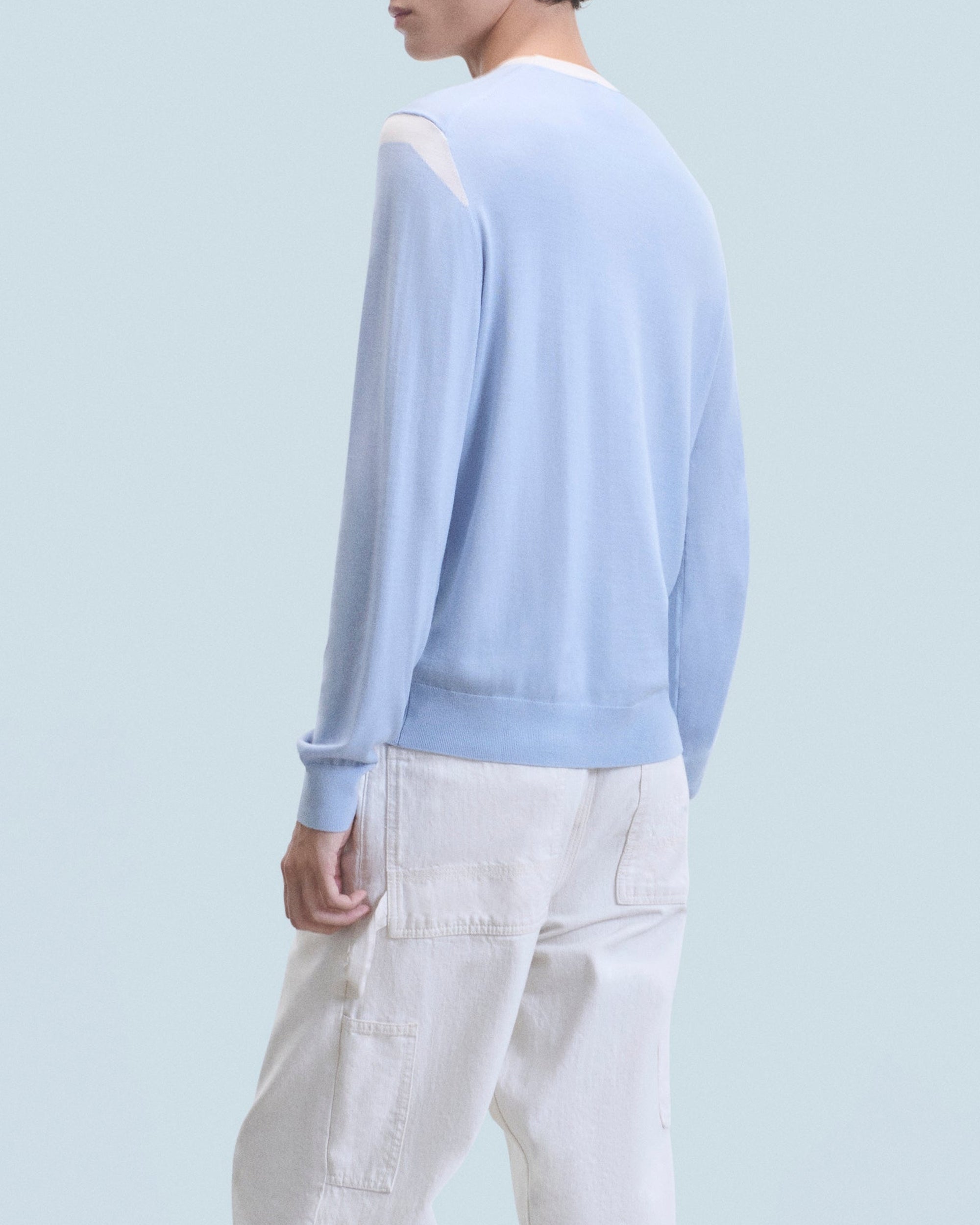 Pull à col rond en laine - Cloud Blue
