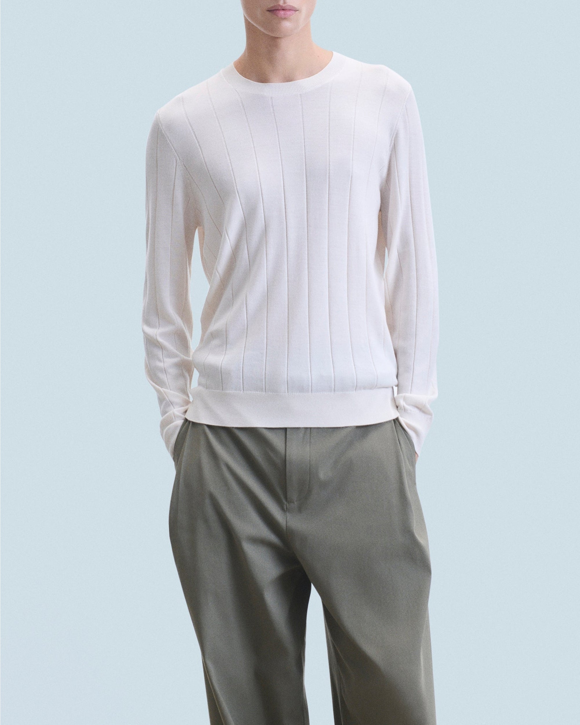 Wool round-neck jumper - Sable