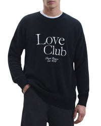 Pull à col rond Love Club en cachemire - Noir