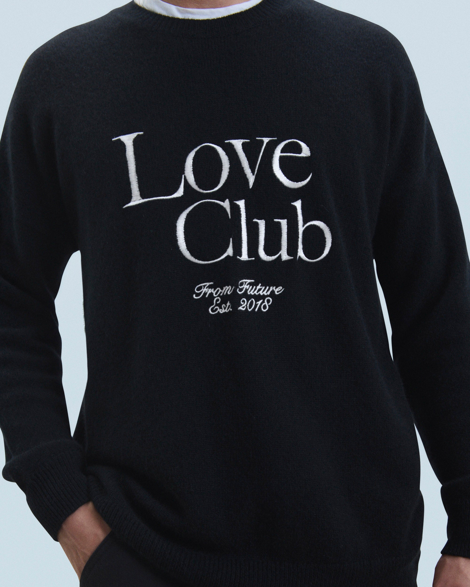 Pull à col rond Love Club en cachemire - Noir