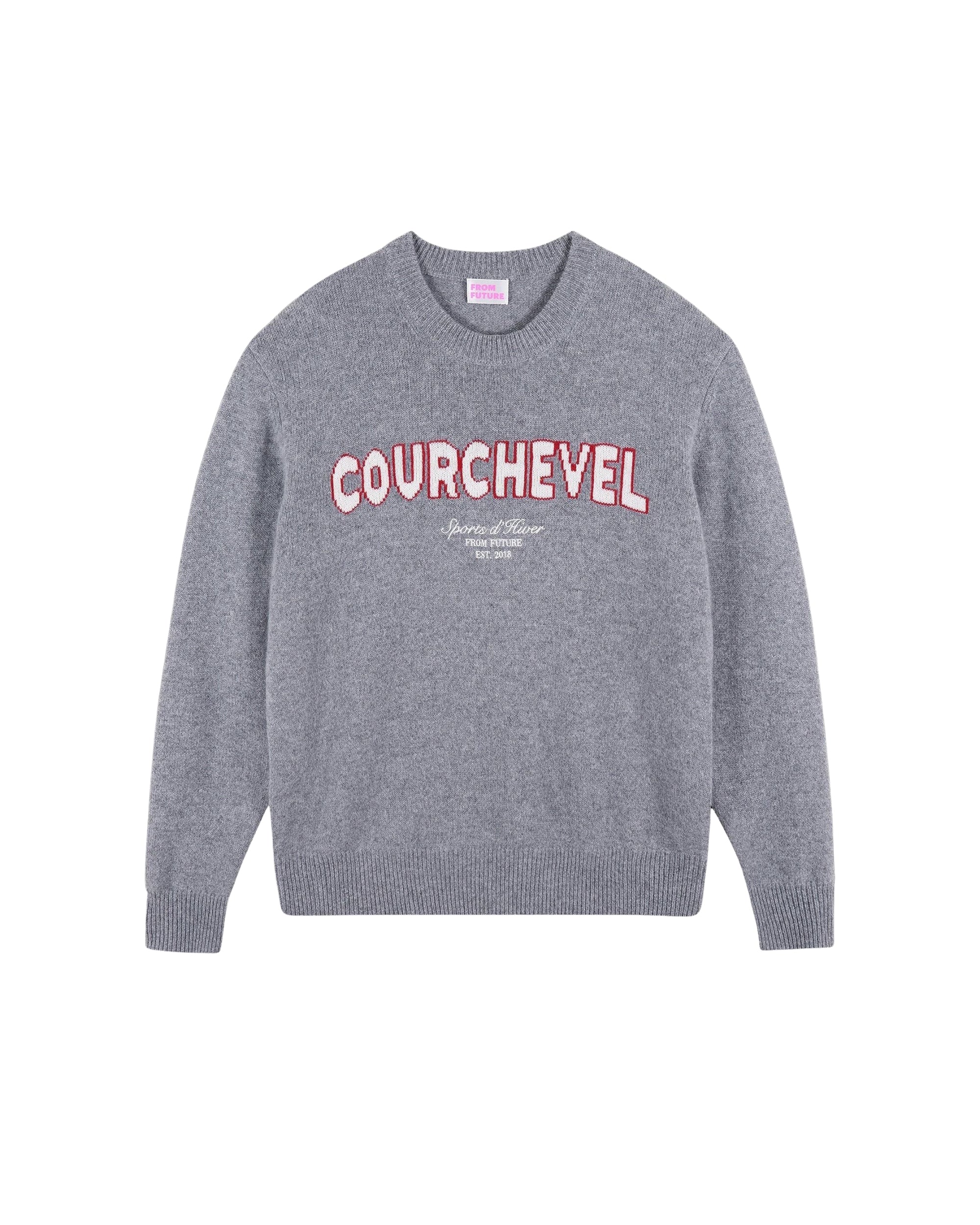 Pull à col rond Courchevel en cachemire - Gris Chiné Foncé