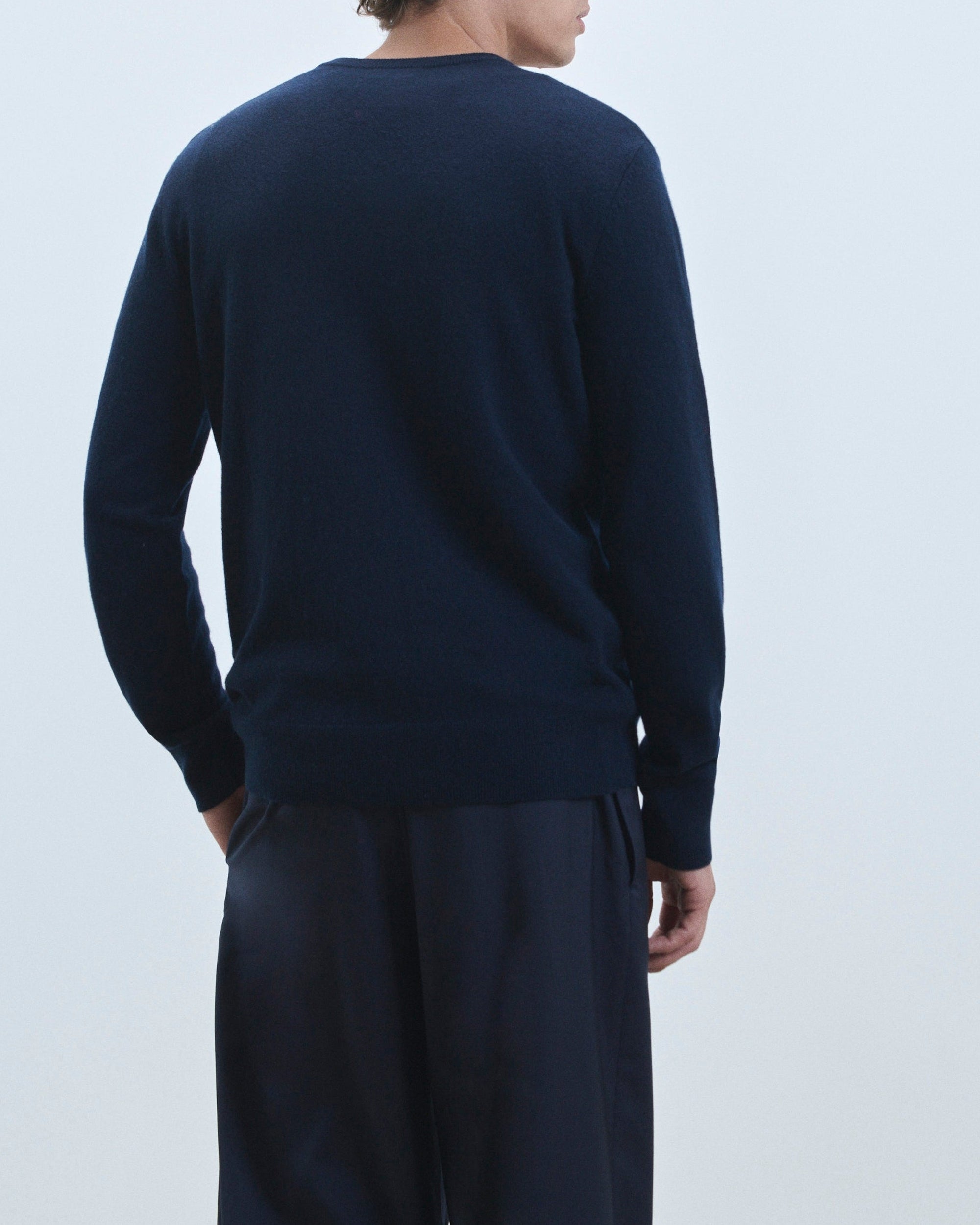 Pull à col V en cachemire - Navy