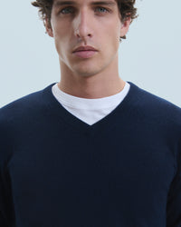NAVY / NEW / QTY : 4 / Pull Col V Basique - Navy