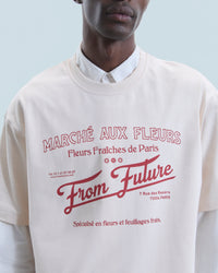 Y. ONLY PORTE / SABLE / NEW / QTY : 12 / T-shirt Col Rond Marché Aux Fleurs - Sable