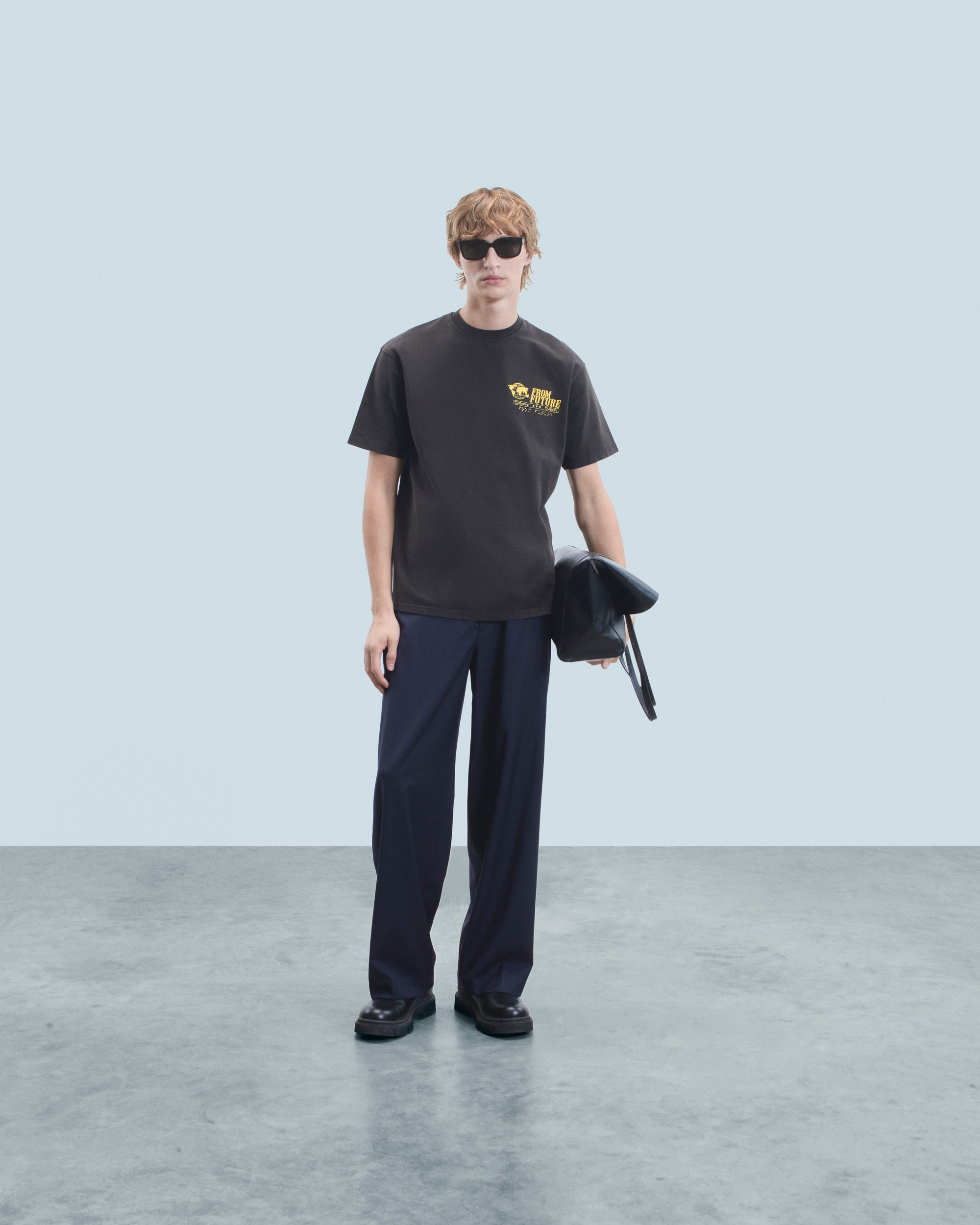 Y. ONLY PORTE / WASHED BLACK / NEW / QTY : 23 / T-shirt Col Rond Manches Courtes From Future Ups - Washed Black