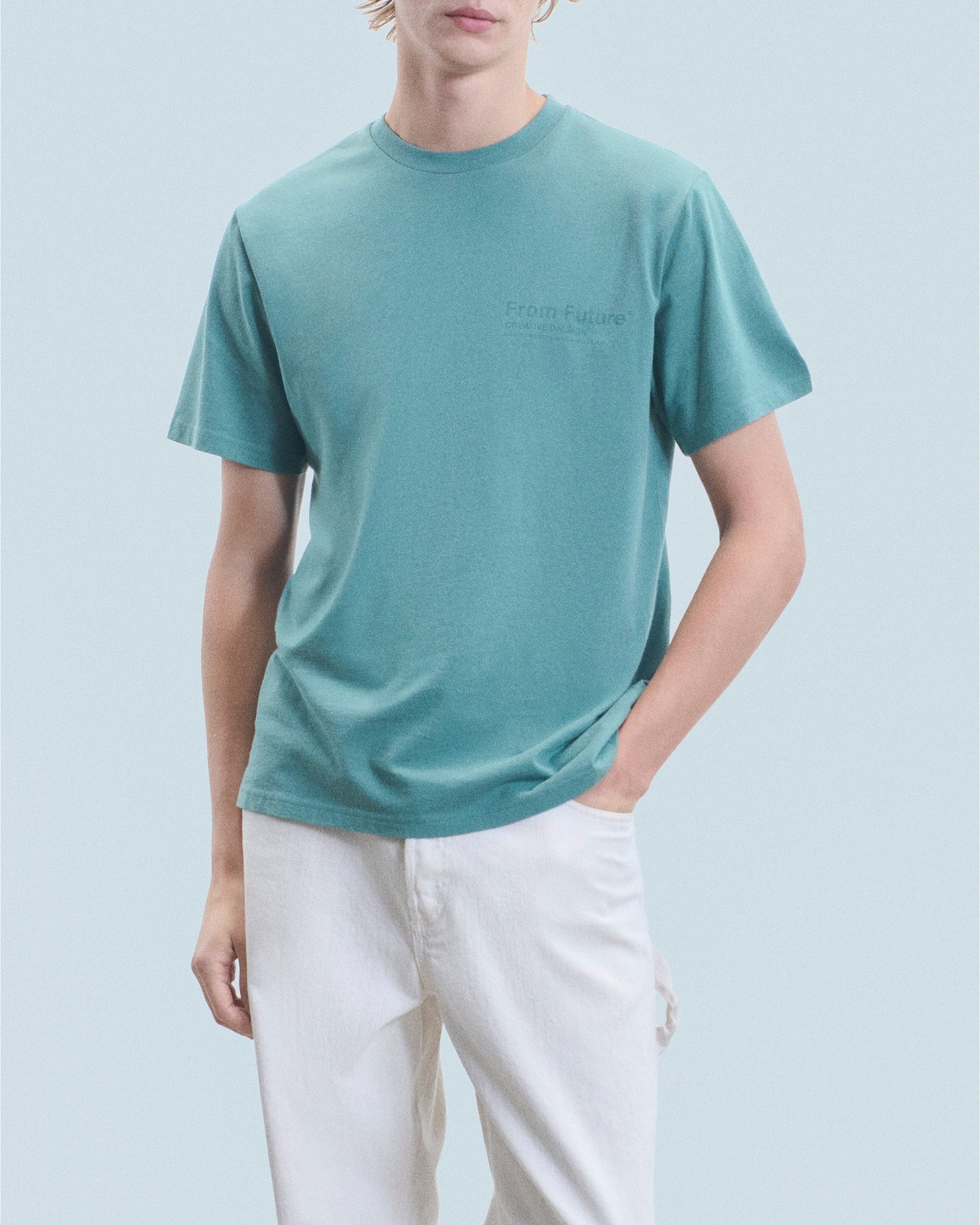 T-shirt à col rond - Washed Green Amande
