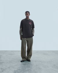 WASHED BLACK / NEW / QTY : 17 / T-shirt Col Rond Manches Courtes Roses - Washed Black
