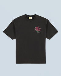 WASHED BLACK / NEW / QTY : 17 / T-shirt Col Rond Manches Courtes Roses - Washed Black