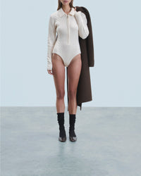Long-sleeved cashmere bodysuit - Ecru