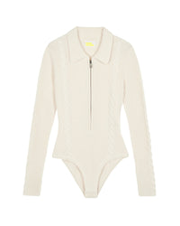 Long-sleeved cashmere bodysuit - Ecru